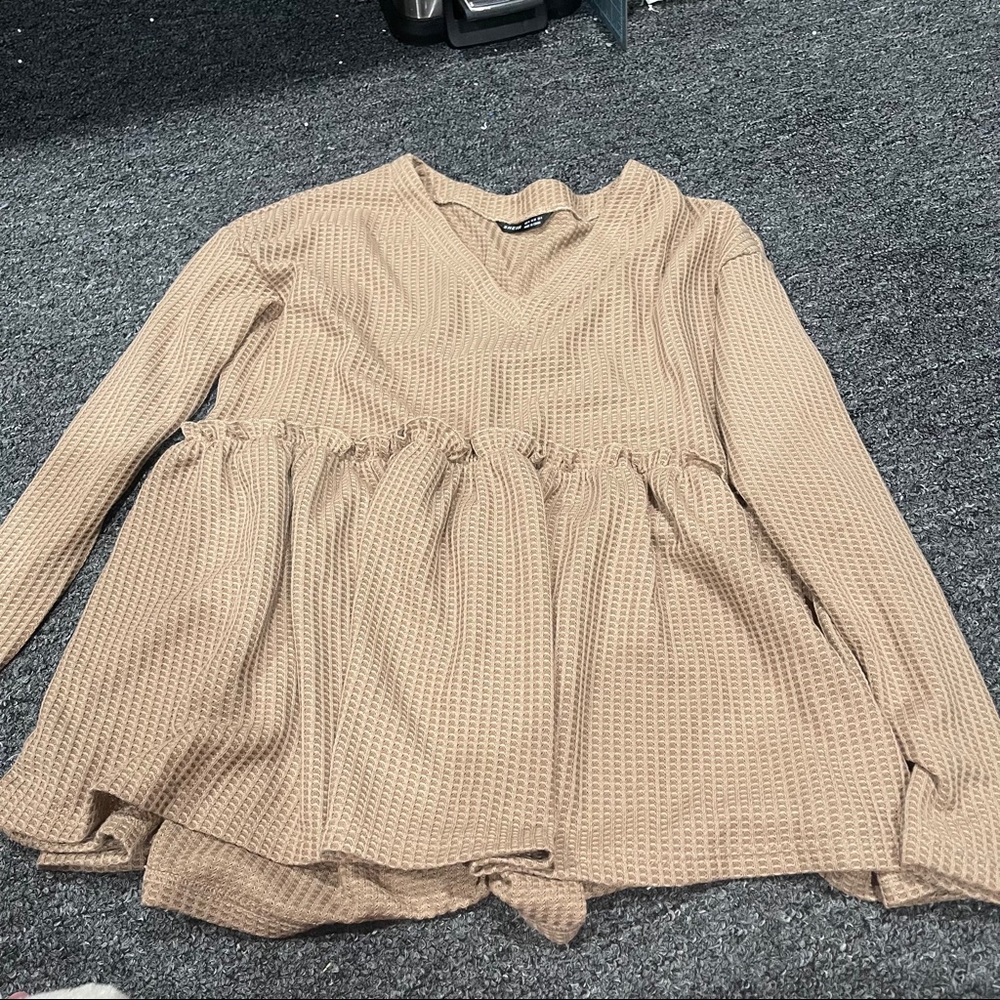 Tan shein babydoll top